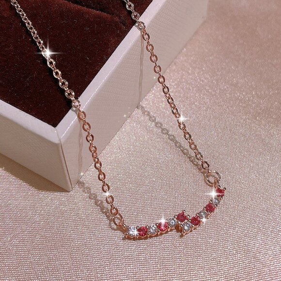 💥 Silver Plated Micro Pave CZ Crystal Gemstone Necklace for Women,  HA4031 - Picture 1 of 2
